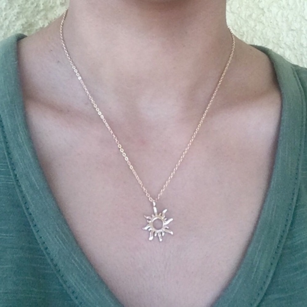 Good Vibes Only Sun Gold Toned Necklace - Picture 2 of 8